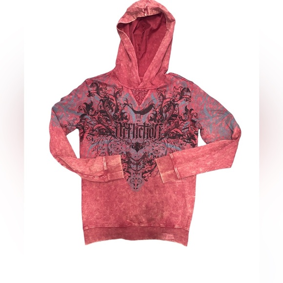 Affliction Women’s Small Long Sleeve Hooded Tshirt 100% Soft Cotton - Picture 1 of 5